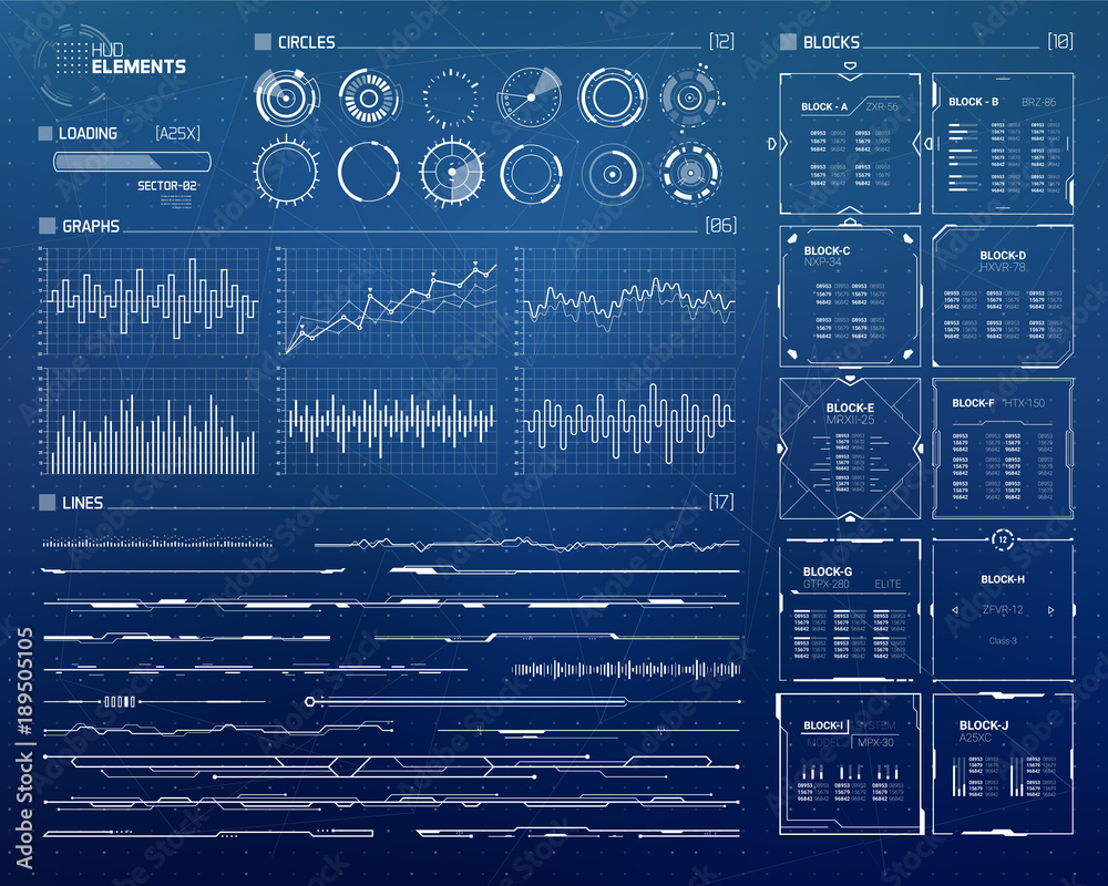 Sci-Fi Futuristic Hud Elements Set Stock Vector | Adobe Stock