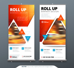 Wall Mural - business roll up banner stand. presentation concept. abstract modern roll up background. vertical ro