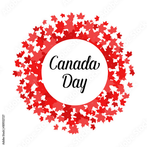 Happy Canada Day Label Logo Banner Card Clipart With Red Maple