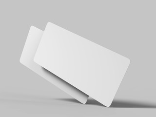 mock up template blank white empty rounded corners gift voucher card on the grey background. for gra