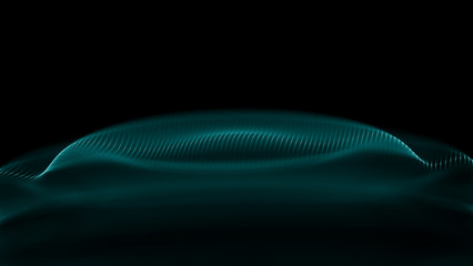 Poster - music background. big data particle flow visualisation. science infographic futuristic illustration.