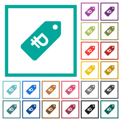 Poster - Ruble price label flat color icons with quadrant frames