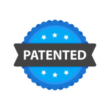 Patented Stamp Vector Label, Flat Cartoon Patent Badge