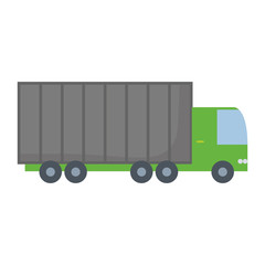 Canvas Print - gray and green  truck  vector illustration