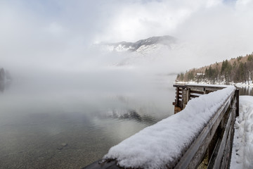 Wall Mural - Winter in the Lake Bohinj, Julian Alps