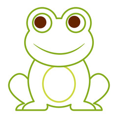 Sticker - frog cute animal sitting cartoon vector illustration color line design