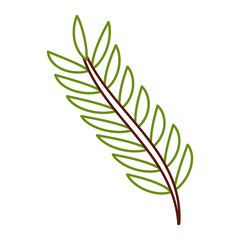 spring branch with green leaves natural vector illustration color line design