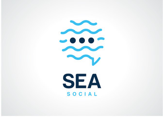 Poster - Sea Social Logo Template Design Vector, Emblem, Design Concept, Creative Symbol, Icon