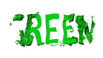 Wall Mural - green. vivid animation of words on an isolated background