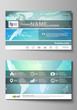 © Raevsky Lab - The minimalistic abstract vector illustration of the editable layout of two creative business cards design templates. Chemistry pattern, molecule structure, geometric design background.