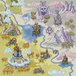 Fantasy Advernture map elements with colorful doodle hand draw in vector illustration - map3