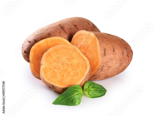Fotografía Slices sweet potato isolated on a white background.