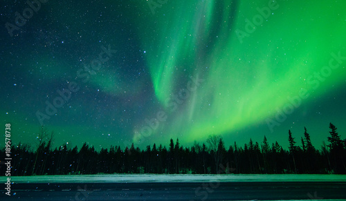Fotografía Northern lights ,Aurora borealis ,green, purple, blue, stars