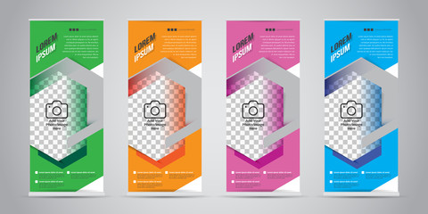 Wall Mural - Set of Business Roll Up Banner with 4 Variant Colors. Vector Illustrations.