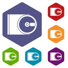 Poster - DVD drive open icons set