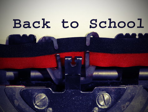 Text BACK TO SCHOOL written with the typewriter closeup
