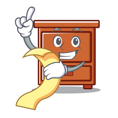 Wall Mural - With menu wooden drawer mascot cartoon