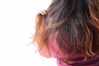 © PhatCha - Damaged Hair. Beautiful Sad Young Woman With Long Disheveled Hair. Closeup Portrait Of Female Model Holding Messy Unbrushed Dry Hair In Hands. Hair Damage, Health And Beauty Concept. High Resolution