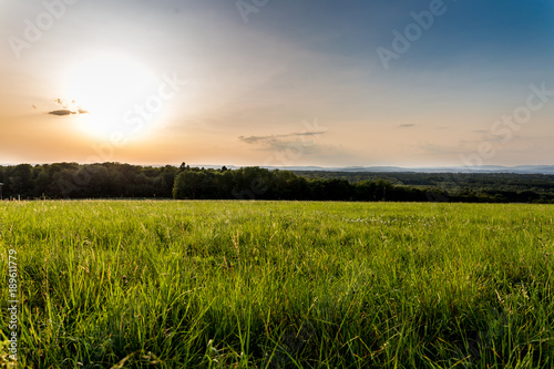 Fotografía Un soleil très bas en été dans la prairie