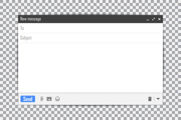Poster - E-mail blank template internet mail frame interface for mail message on a transparent background