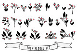 Fototapeta  - Folk Floral Set