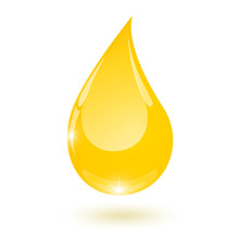 Yellow Drop Of Vegetable Oil Drops Down Isolated Vector