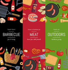 Wall Mural - Vector vertical banner templates for barbecue or grill cooking