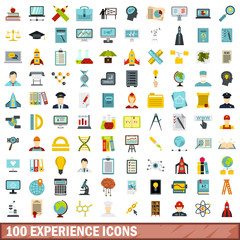 Wall Mural - 100 experience icons set, flat style