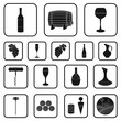 Wine products black icons in set collection for design. Equipment and production of wine vector symbol stock web illustration.