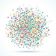 Wall Mural - colorful abstract circle blot of dots background. colorful three hand print icon using brazil flag c
