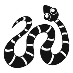 Wall Mural - Black striped snake icon, simple style
