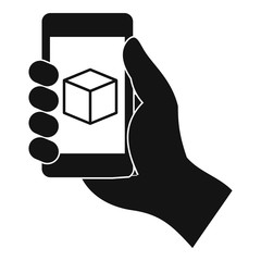 Poster - Smartphone with 3D model icon, simple style