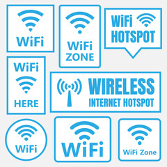 Poster - wireless icons set, wifi signs and symbols, internet connection