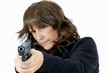 © Pamela Au - Mature Woman aiming a Gun