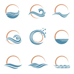 Wall Mural - abstract collection of sun and sea icons
