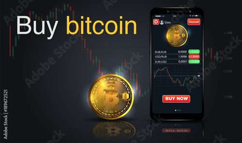 Buy Bitcoin Online Crypto Payment Conce!   pt Smartphone With Golden - 