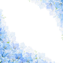 Vector Corner Background With Blue Flowers.