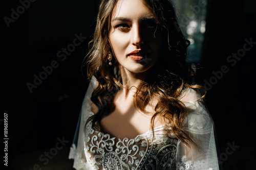 Stuning Lady With Dark Blonde Hair And Deep Blue Eyes Shines In