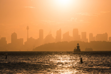 Wall Mural - sydney silhouette sklyine under the summer light.