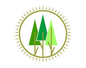 Wall Mural - circle pine forest fir spruce image vector icon logo