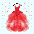 Valentine day party dress with fancy heart decor.Fashion illustration