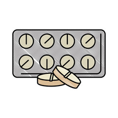 Sticker - pills drugs isolated icon