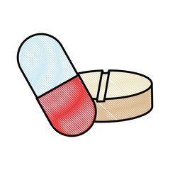 Sticker - capsules and pills medicine isolated icon