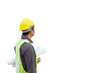 © Kwangmoozaa - engineer worker with blueprint and safety helmet isolated on white background