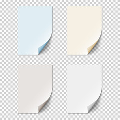Wall Mural - set of empty paper sheets with curled corners