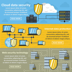 Poster - Cloud data banner horizonatal set, flat style