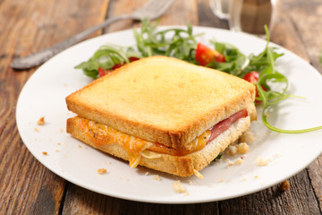 Wall Mural - bread toast with cheese and ham