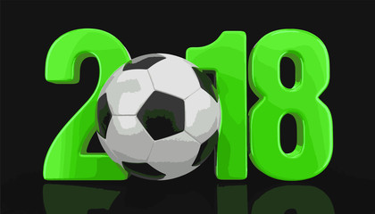 Poster - Soccer football with 2018. Image with clipping path