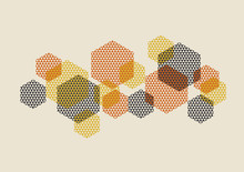 Geometric Pattern Vector Illustration In Retro 60s Style. Vintage 1970s Geometry Shapes Graphic Abstract Design Element For Invitation, Header, Poster, Cover. .