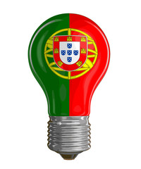 Wall Mural - Light bulb with Portuguese flag.  Image with clipping path